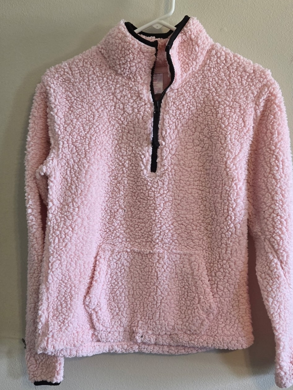 Cozy Pink Sherpa Quarter-Zip Pullover Juniors Girls Small 3/5 3-5